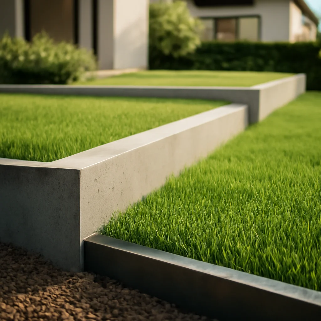 Bordură de gazon din metal sau din beton?