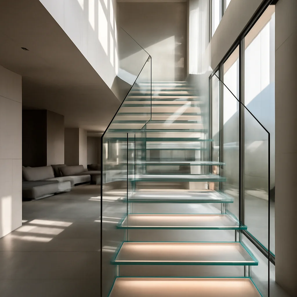 Scară cu trepte din sticlă – design spectaculos