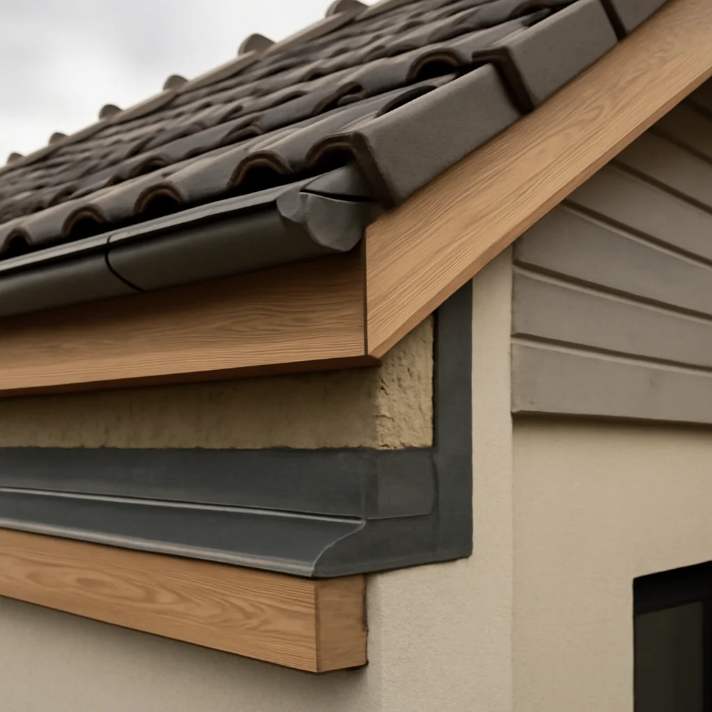 Detaliu constructiv: racord acoperiș–perete (atic sau cornișă)